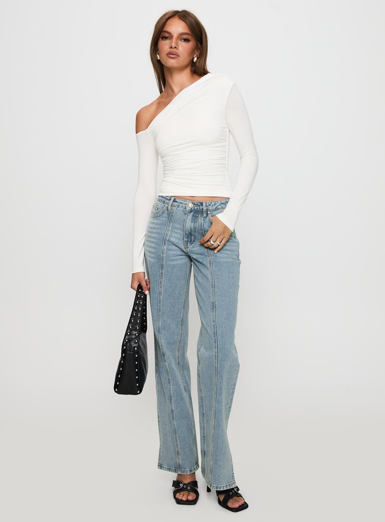 White Mustang Mid Rise Straight Leg Jean Light Blue - Image 2