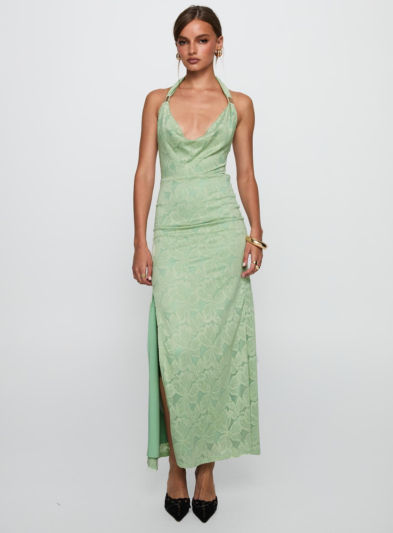 Starfall Halter Maxi Dress Sage - Image 2