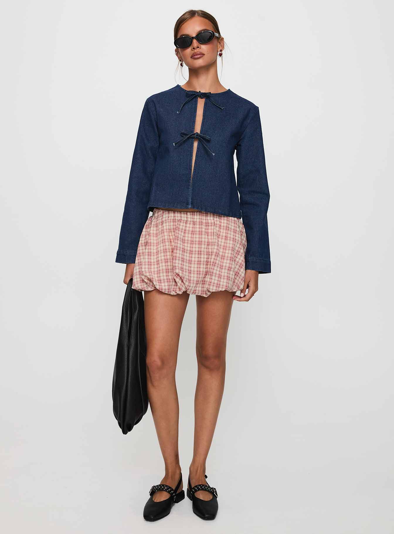 Never Alone Tie Detail Jacket Denim - Image 3