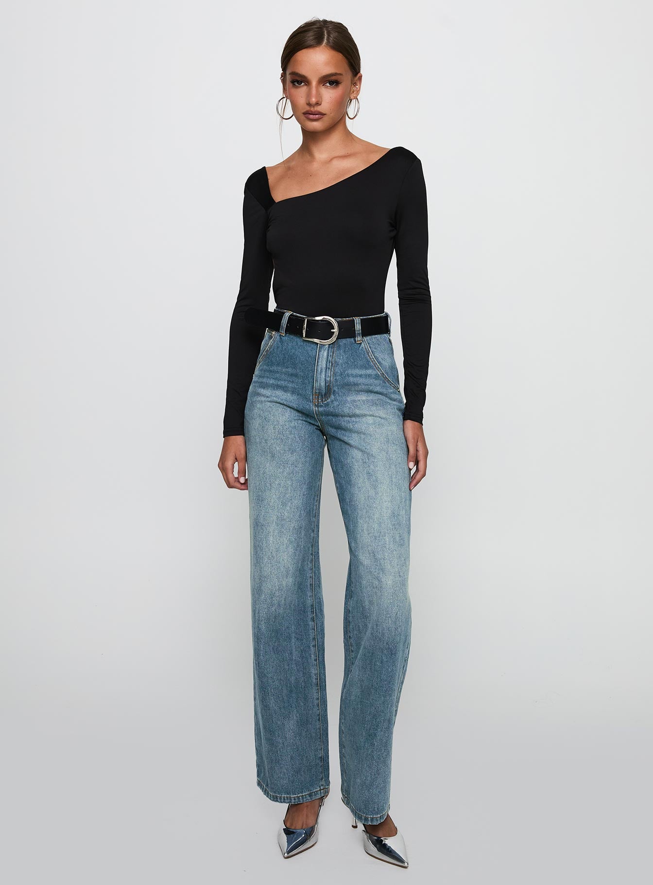 Sacramento High Rise Straight Leg Jeans Mid Blue Denim - Image 3