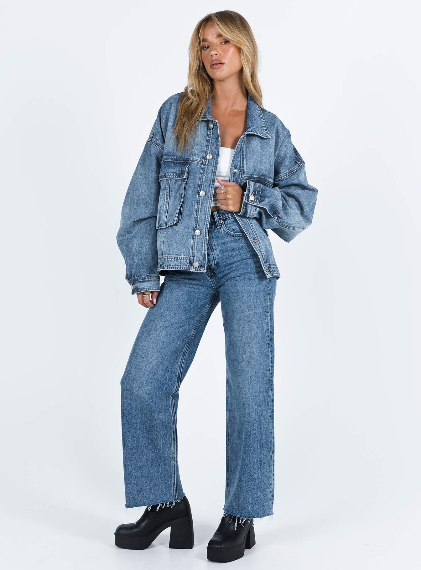 Kier Oversized Jacket Denim Mid Wash - Image 3