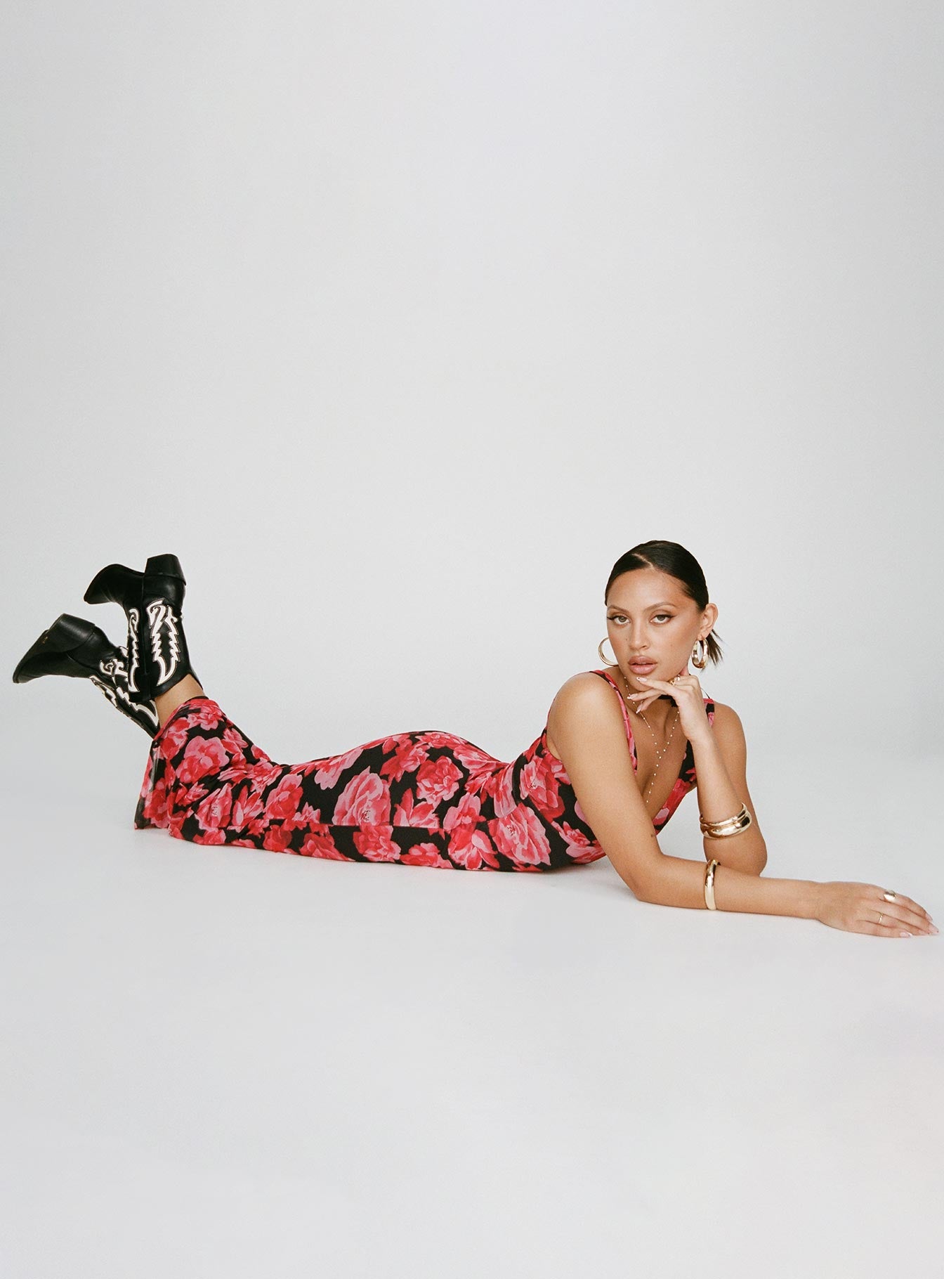 Lauers Maxi Dress Red Floral / Black - Image 2