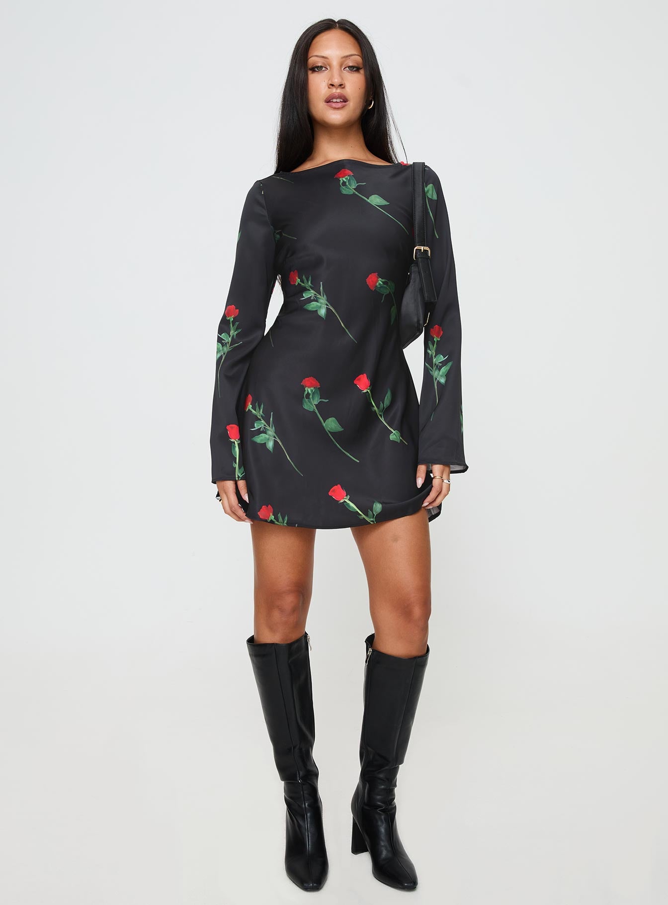 Heartfelt Long Sleeve Mini Dress Black - Image 3