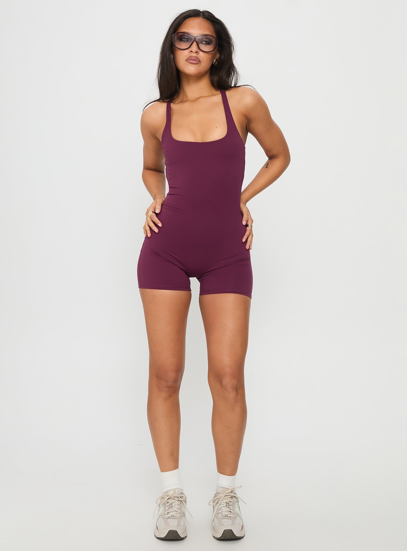 Run The Play Active Romper Plum - Image 3