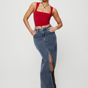 Batkins Maxi Skirt Dark Wash Denim