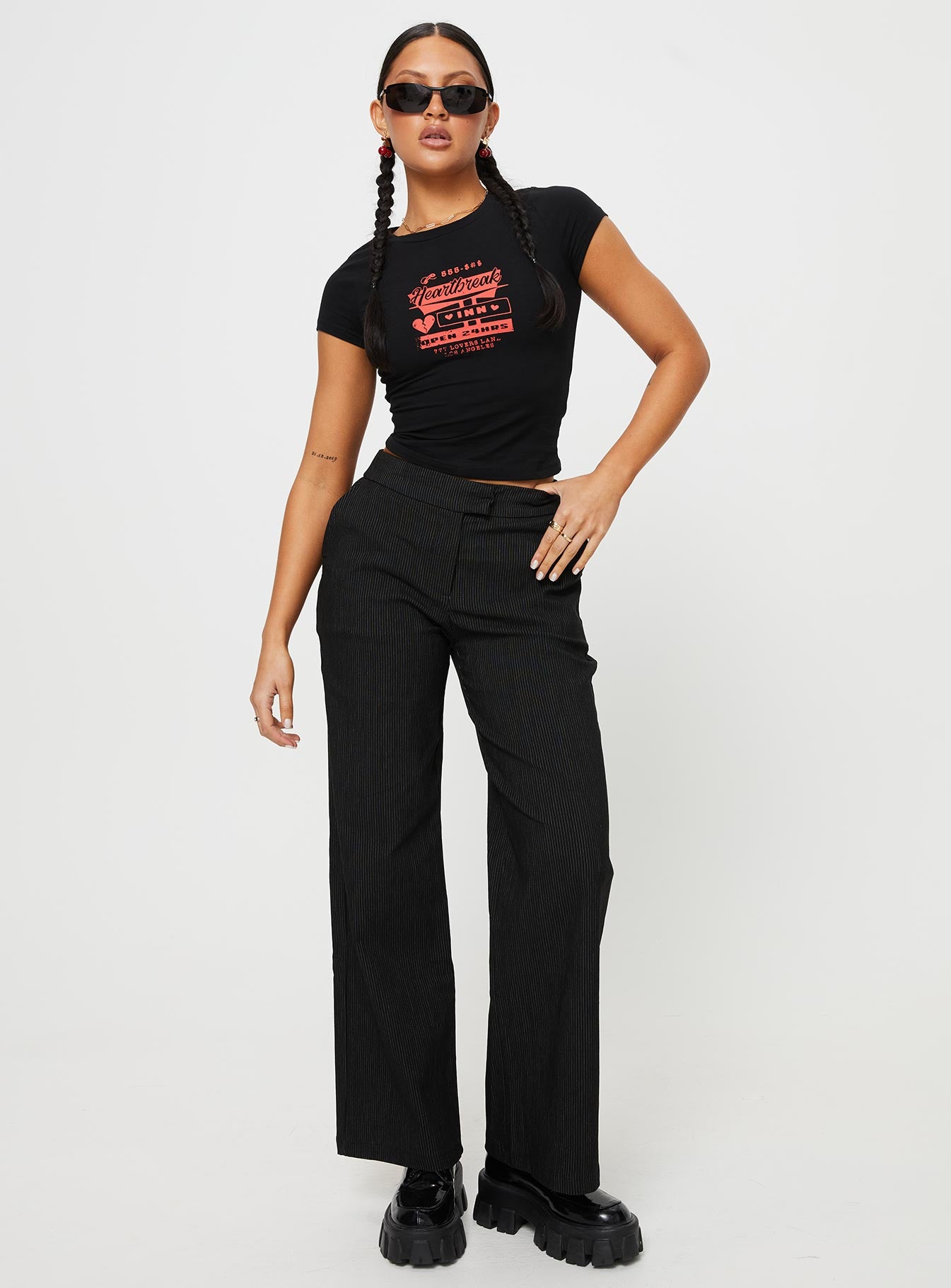 Jeller Pinstripe Pants Black - Image 3
