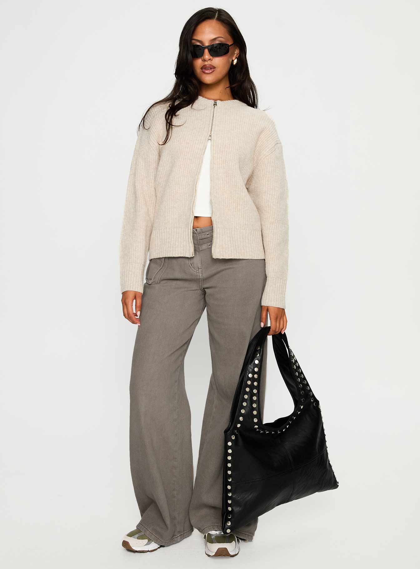Lexene Zip Through Jumper Oat - Image 3