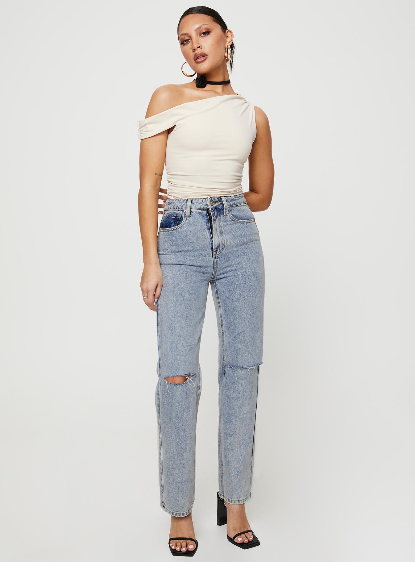 Holland High Rise Straight Leg Jeans Denim - Image 2