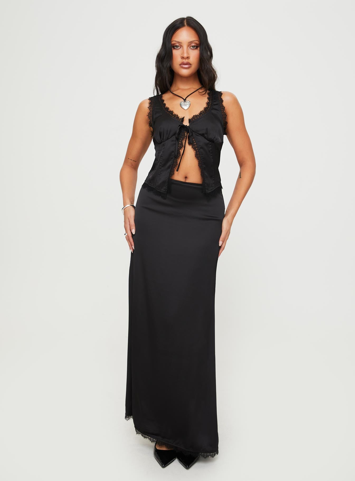 Mavie Satin Maxi Set Black - Image 3