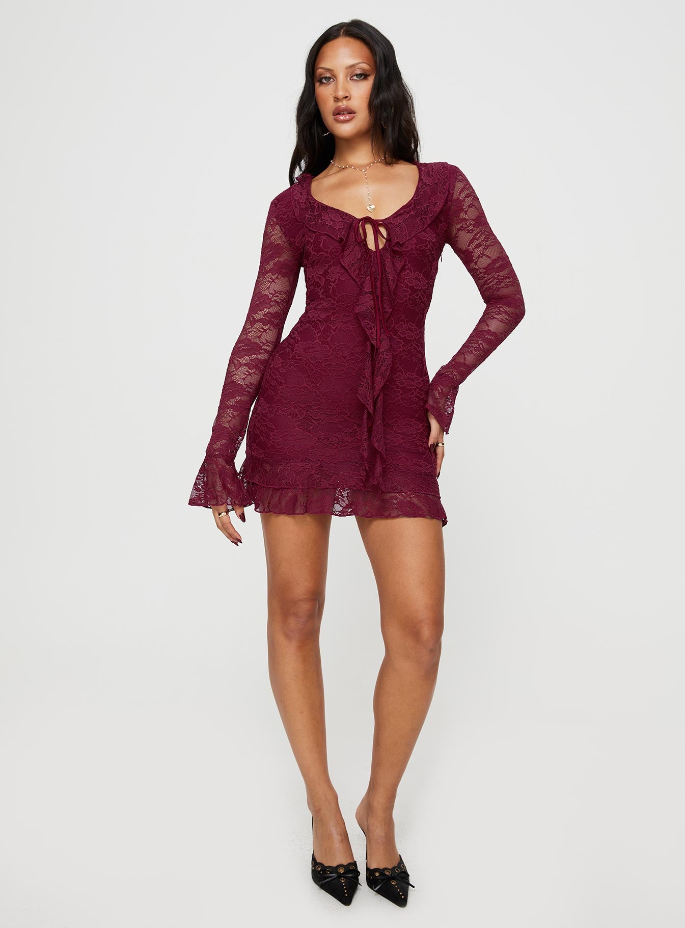 Sidonie Long Sleeve Mini Dress Red - Image 5
