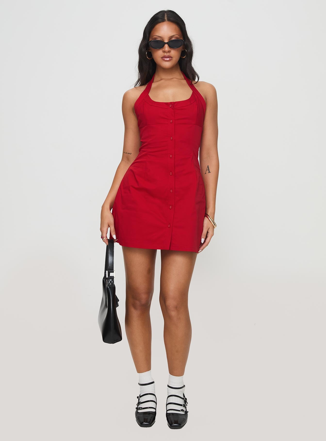 Mallorie Halter Mini Dress Red Petite - Image 3