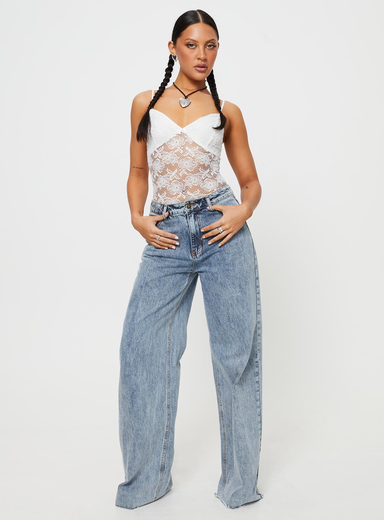 Pennard Lace Bodysuit White - Image 3