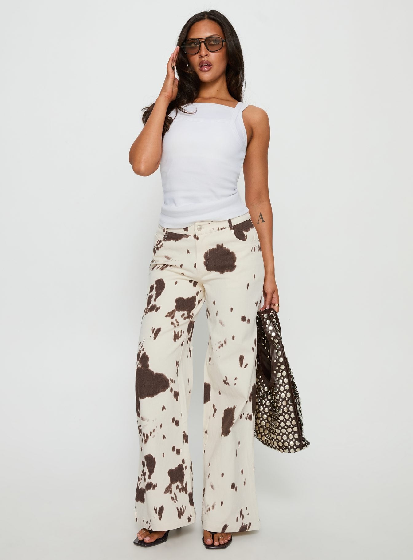 Big Dreamer Low Rise Straight Leg Jeans Cow Print - Image 3