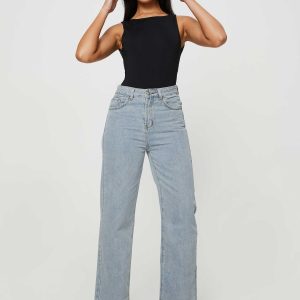 Kalinda High Rise Straight Leg Jeans Blue