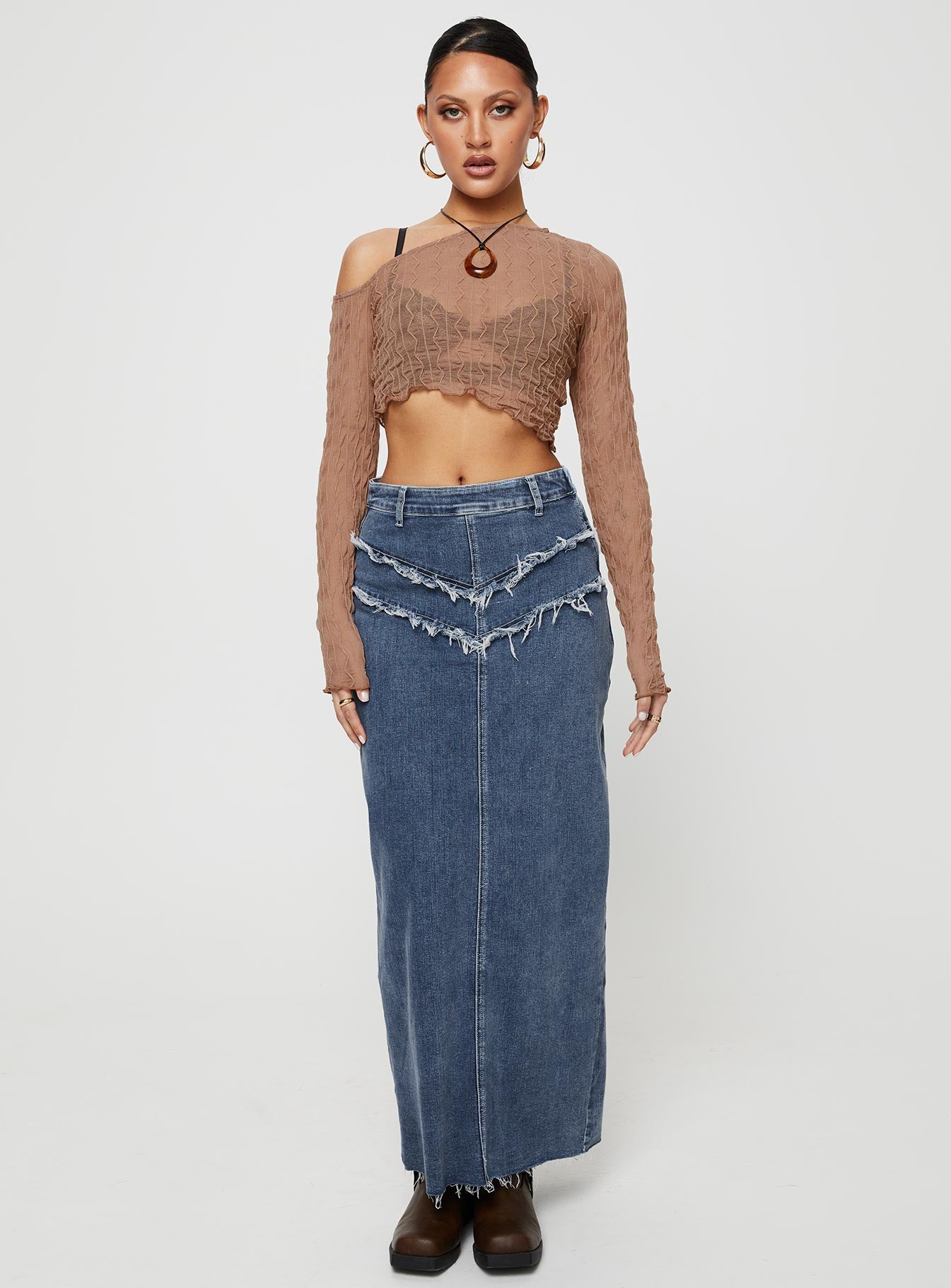 Lune Denim Maxi Skirt Blue - Image 3
