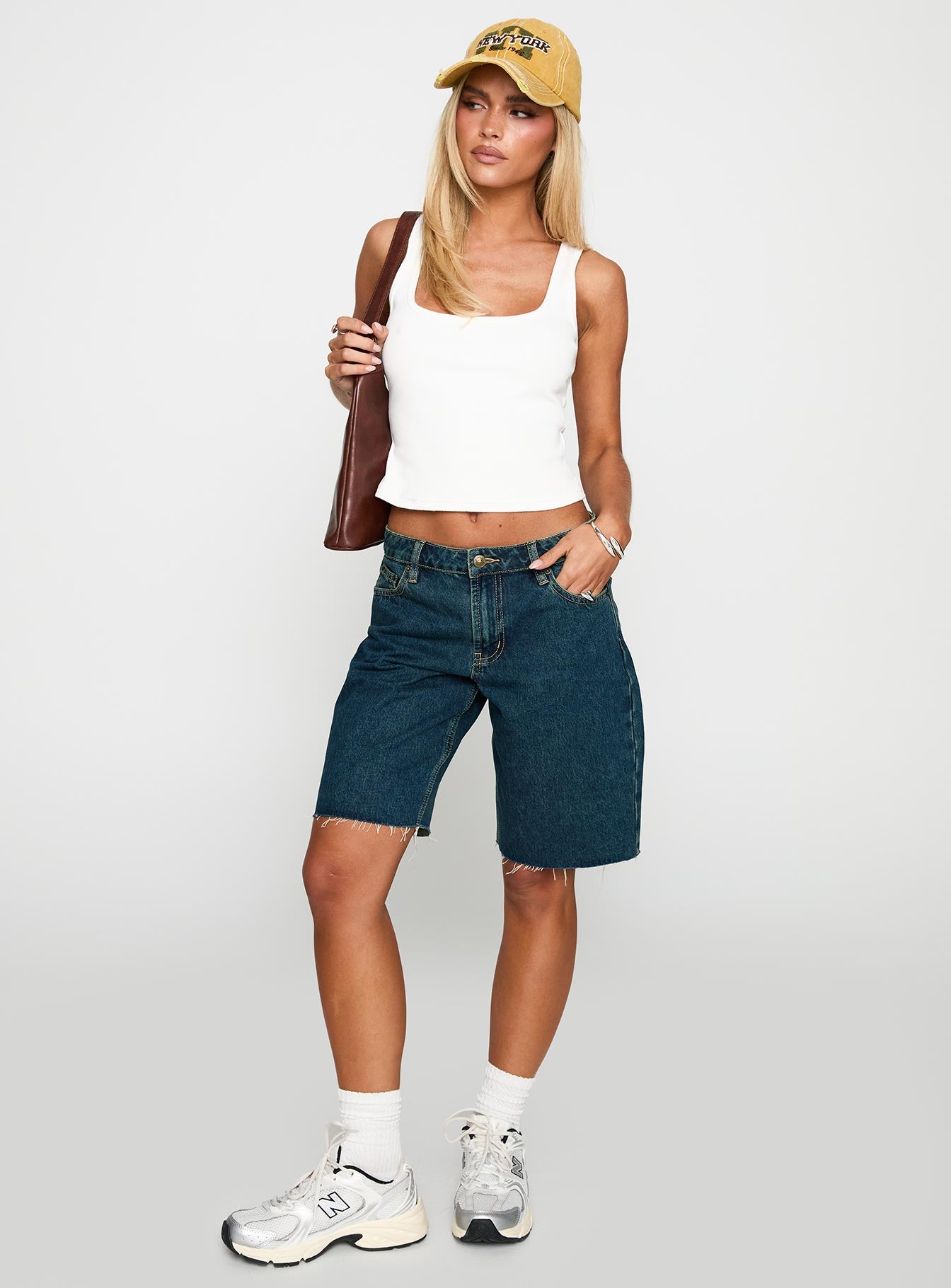 Cult Classic Longline Denim Shorts Vintage Wash - Image 3