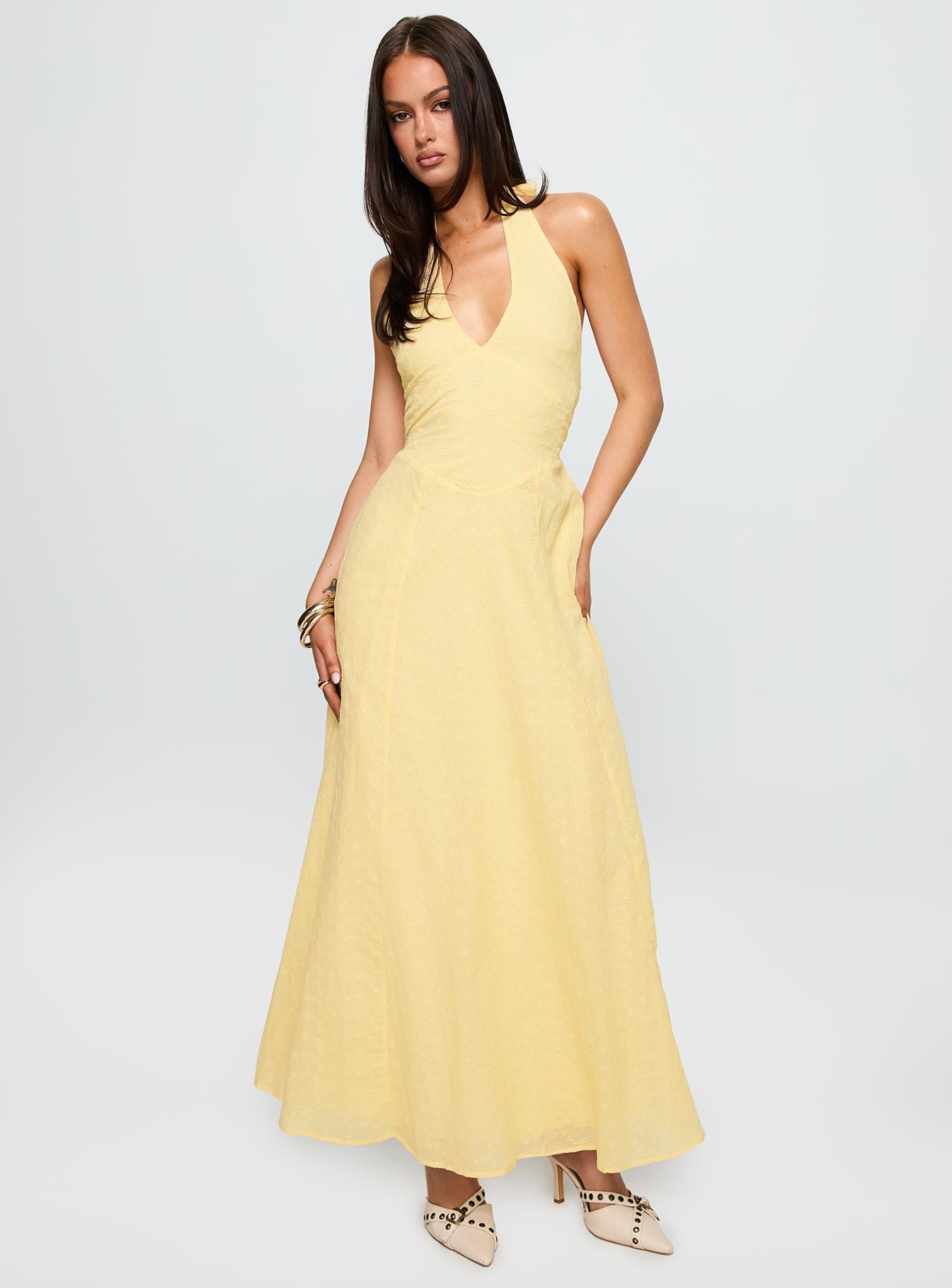 Summer State Halter Maxi Dress Yellow - Image 2
