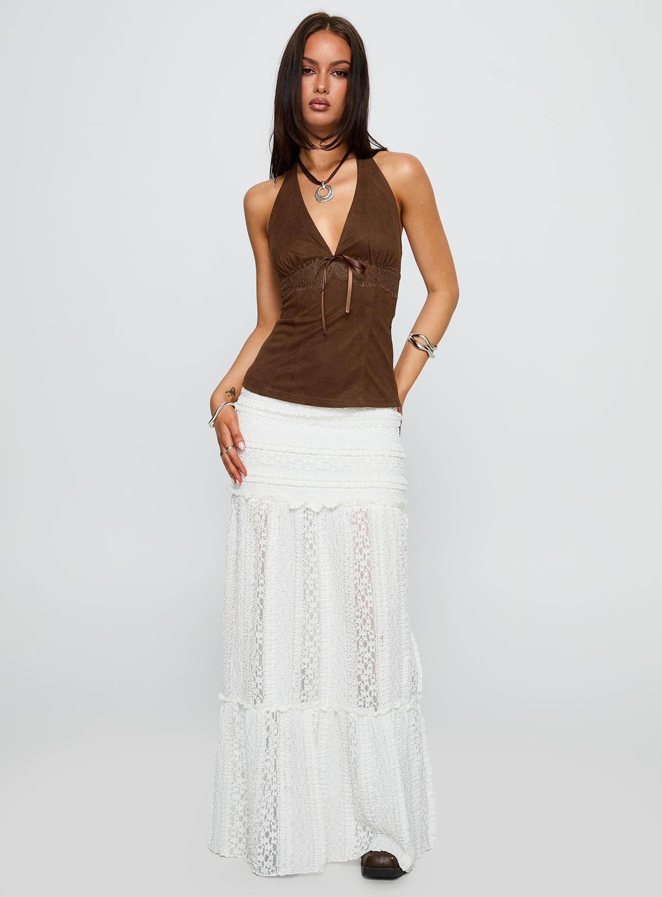 Emanuella Lace Maxi Skirt White - Image 3