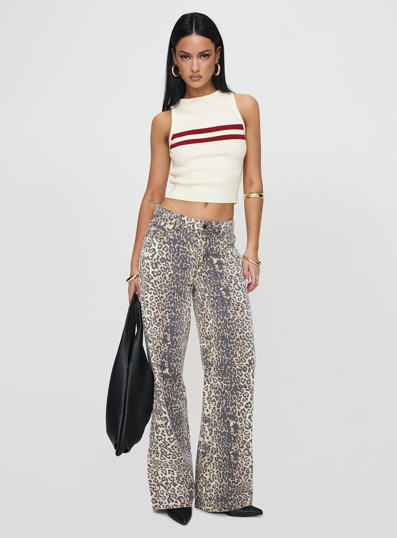 Top Model Low Rise Straight Leg Jeans Leopard Fade - Image 3
