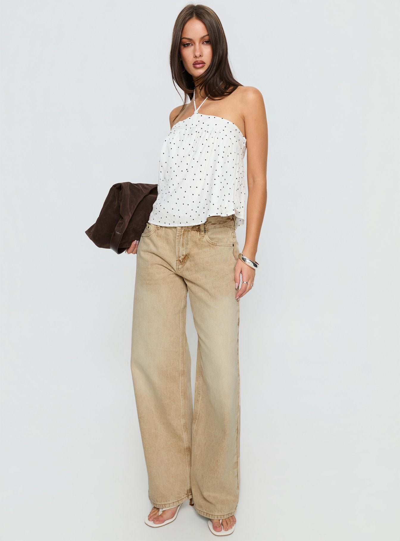 Serenitia Mid Rise Relaxed Jeans Sandy Brown Wash - Image 3
