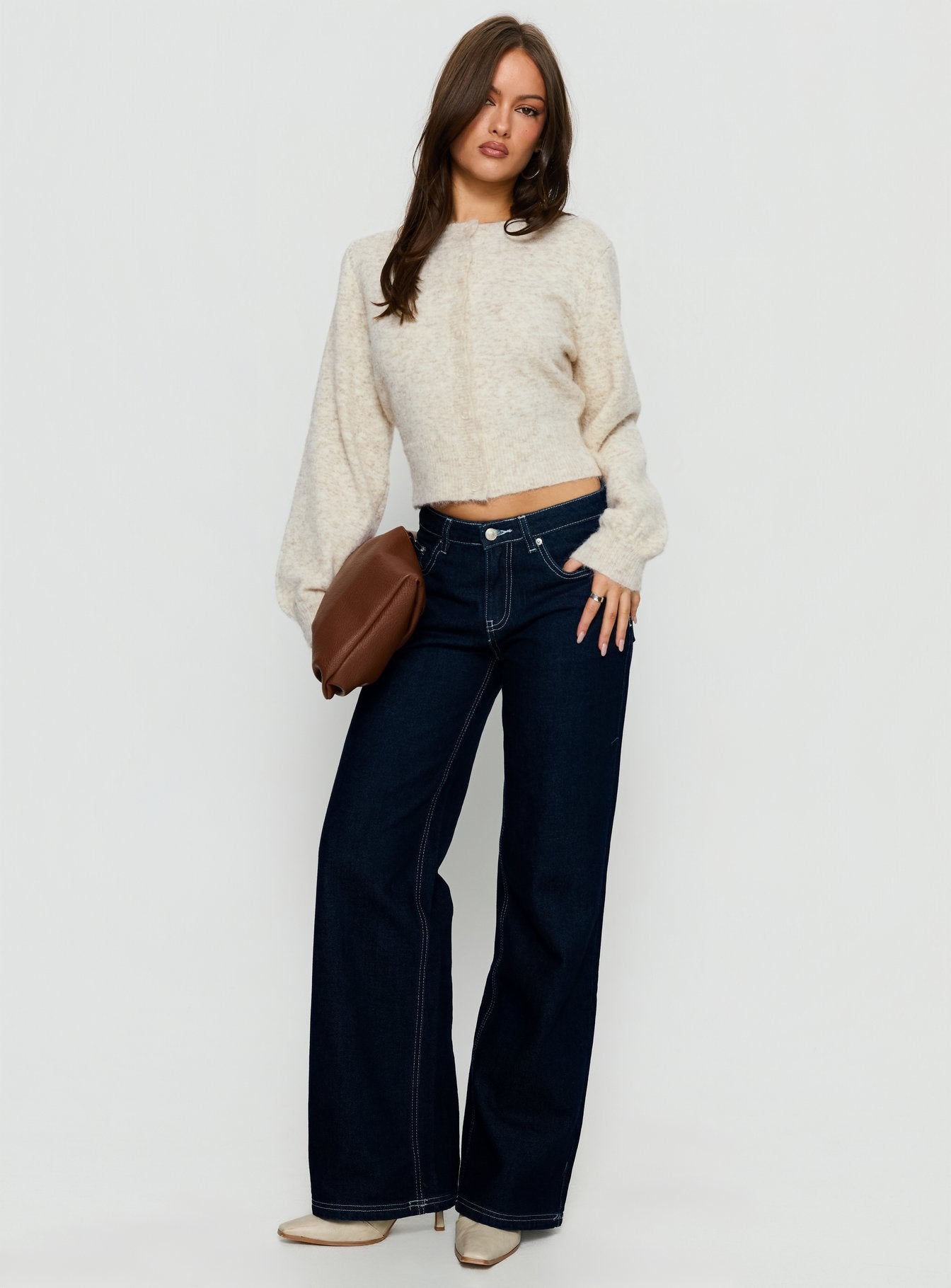 Dawsen Button Down Cardigan Cream - Image 3