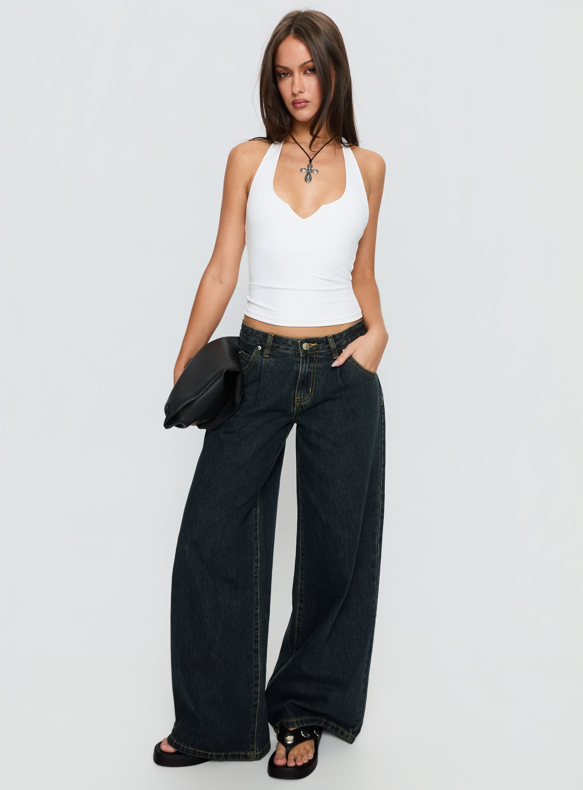 Supercut Low Rise Baggy Pleat Jeans Grunge Wash - Image 3