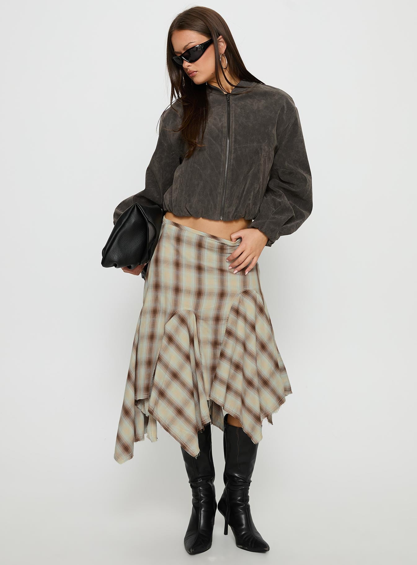 Toshie Asymmetrical Midi Skirt Multi Check - Image 3