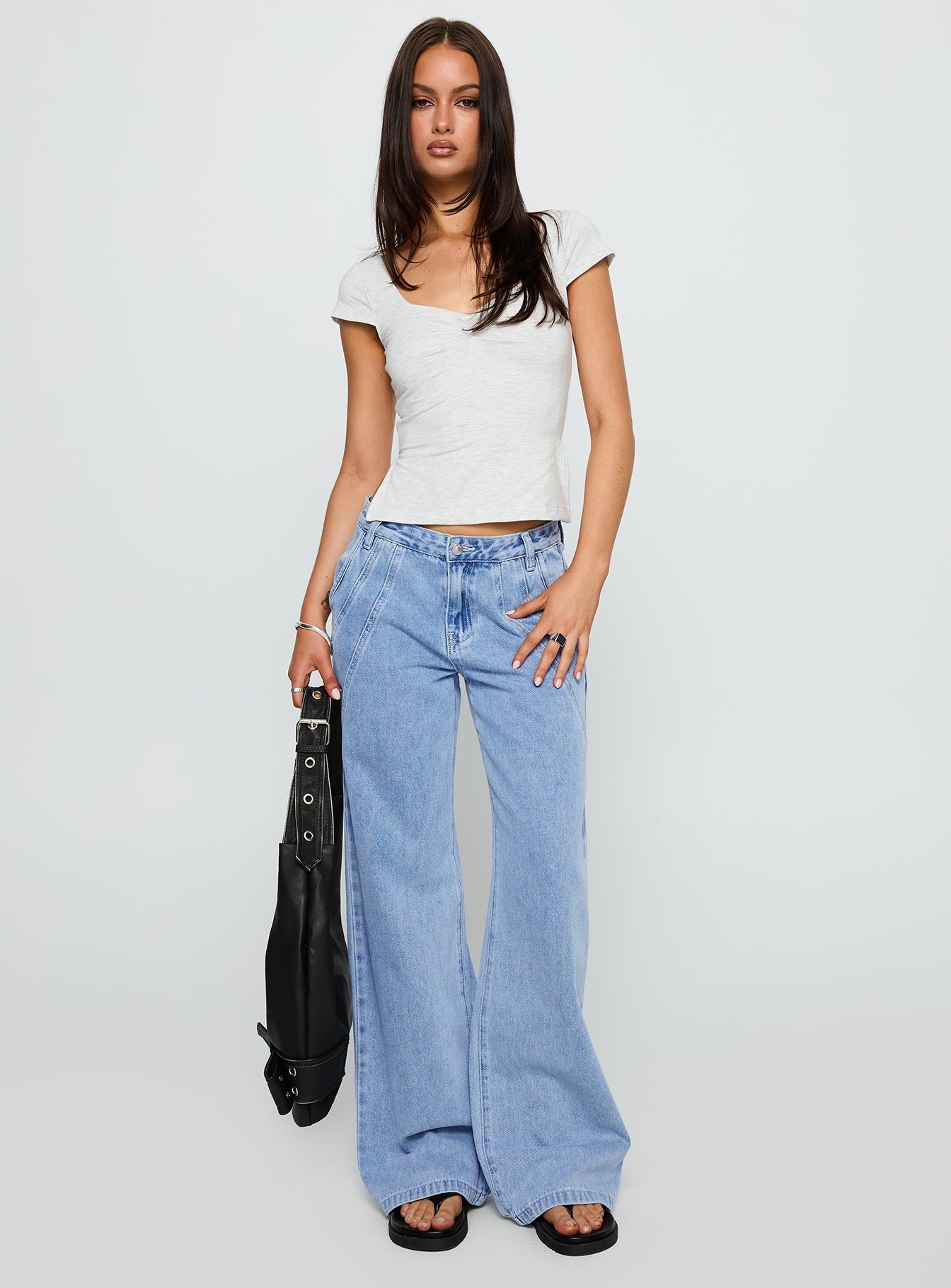 Reaper Mid Rise Baggy Jeans Light Blue Wash - Image 3