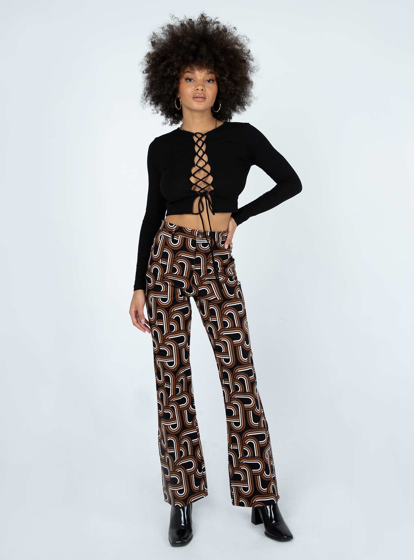 Motel Zoven Trouser Tonal Interlink Black - Image 4