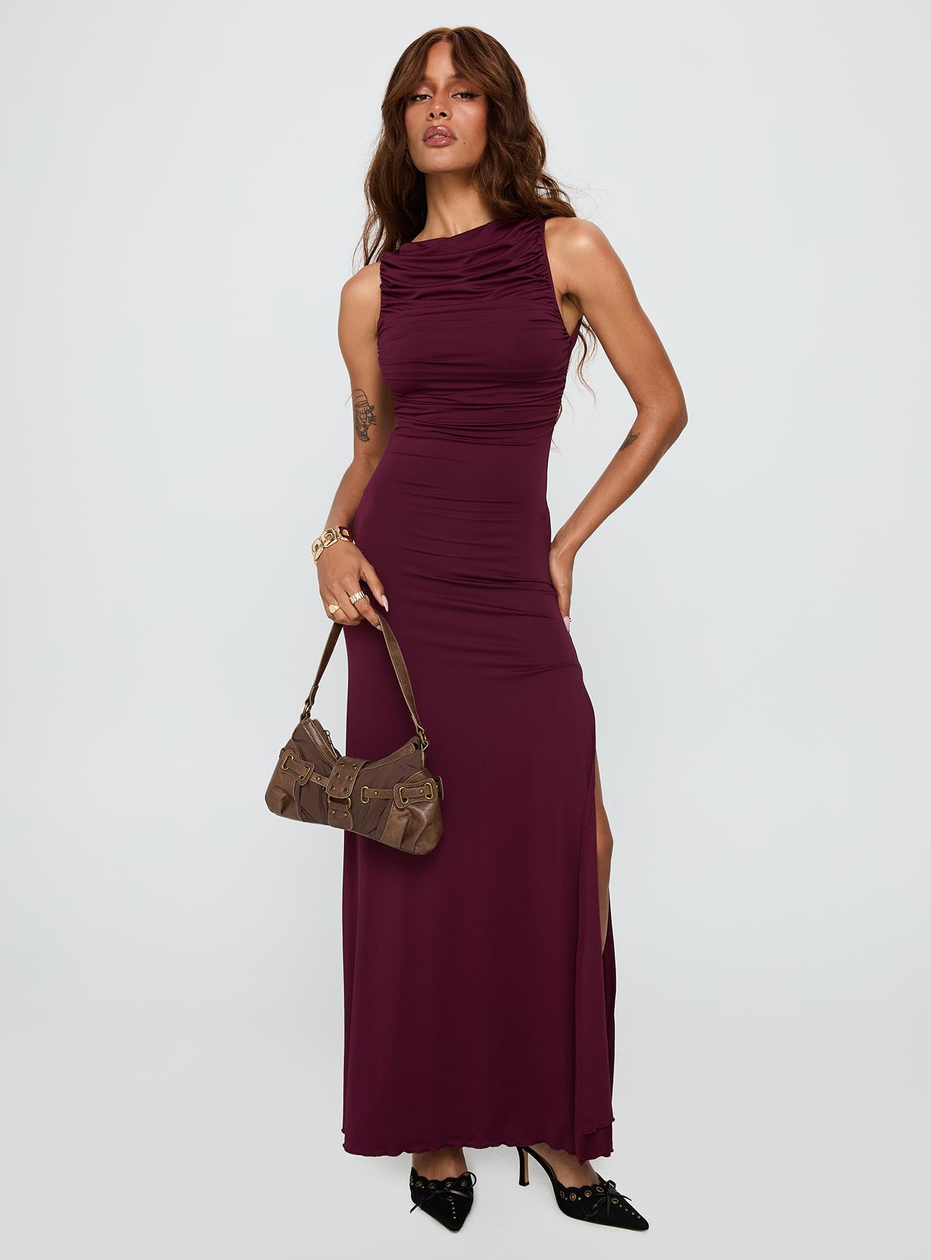Undeniable Cut Out Maxi Dress Plum - Image 3