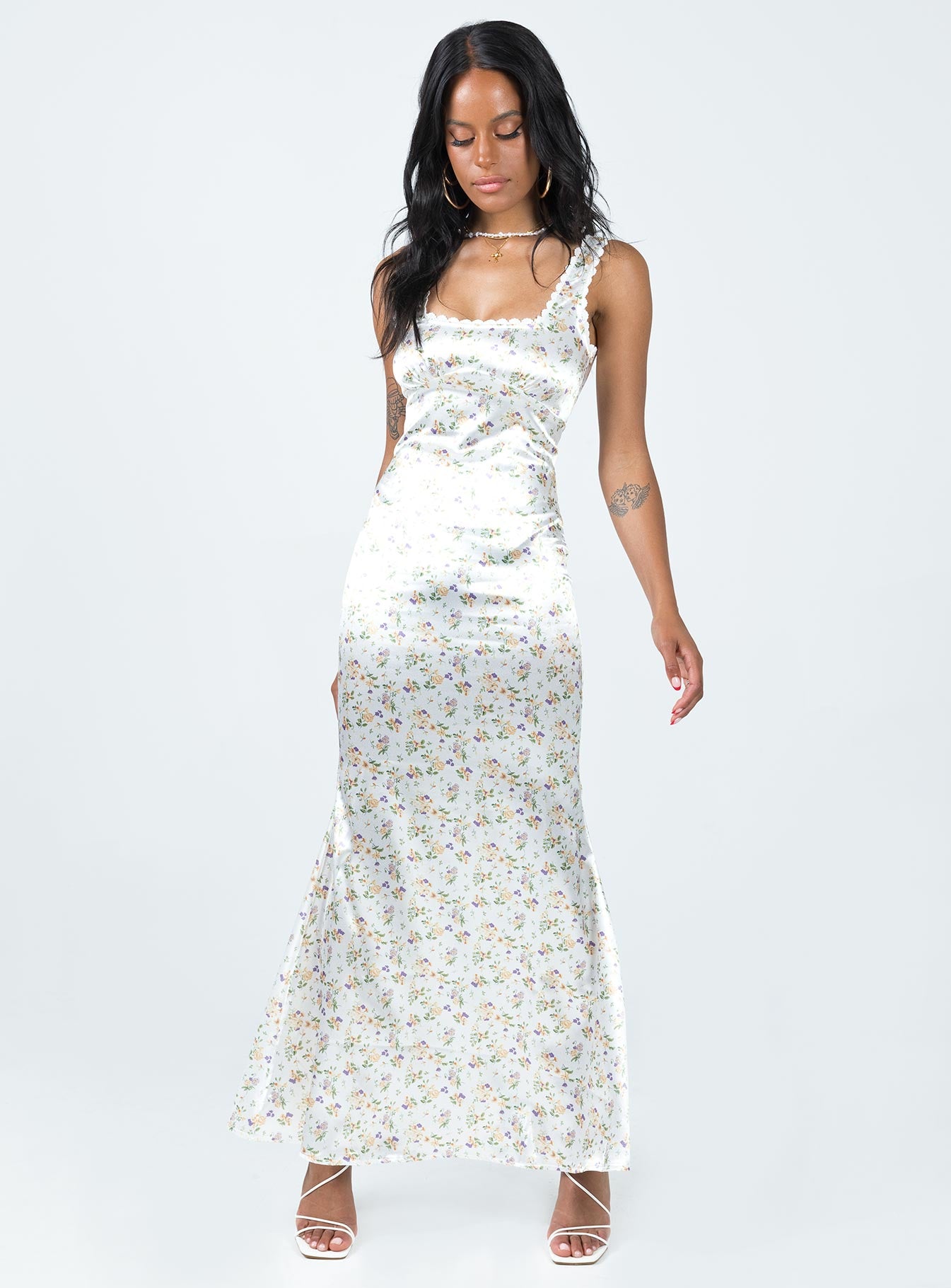 Berlin Satin Midi Dress White - Image 3
