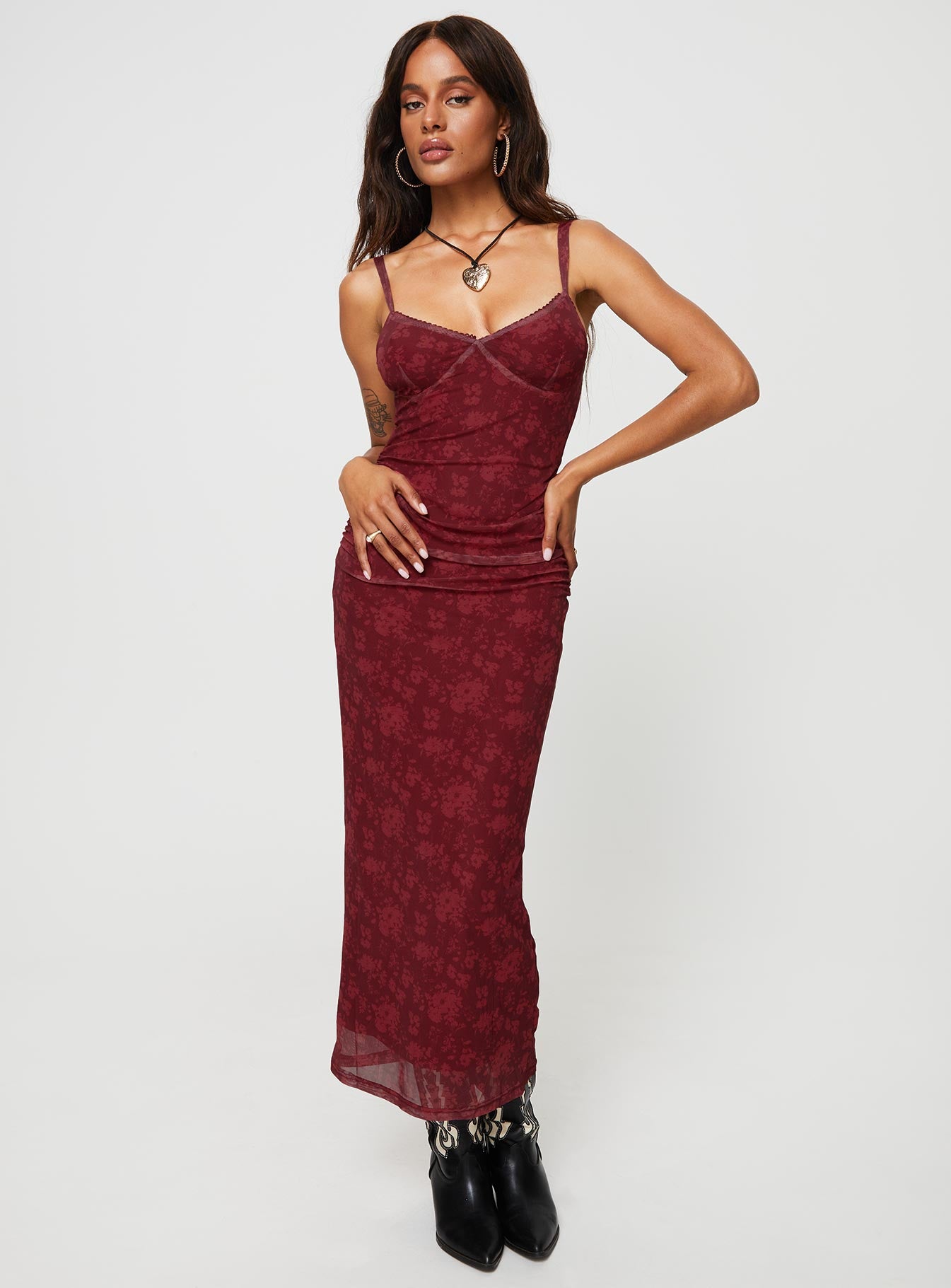 Cotter Maxi Dress Burgundy Floral - Image 5