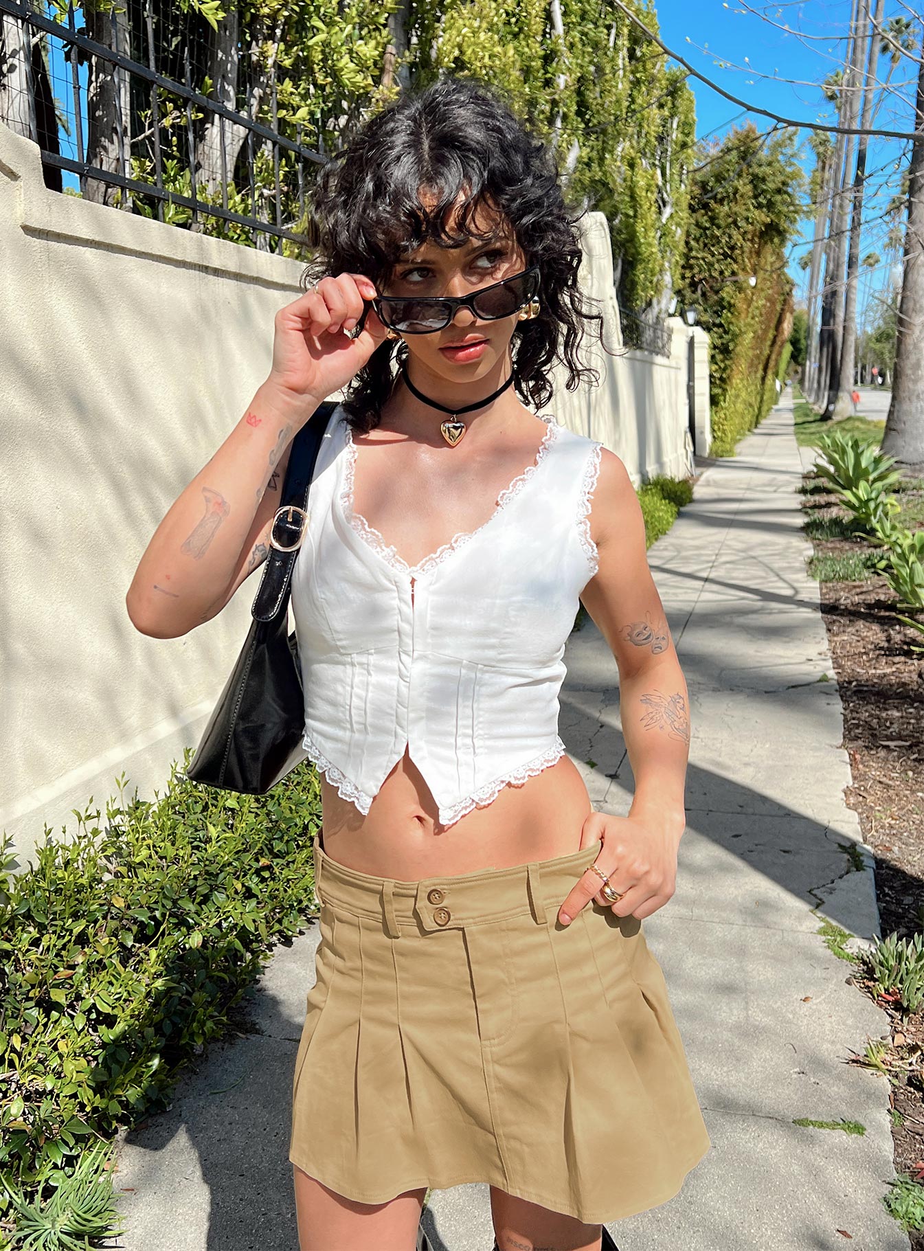 Amira Mini Skirt Beige - Image 2