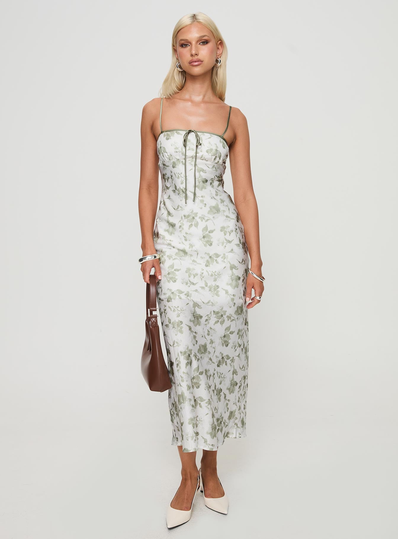 Vasiliki Maxi Dress White / Green Floral - Image 3