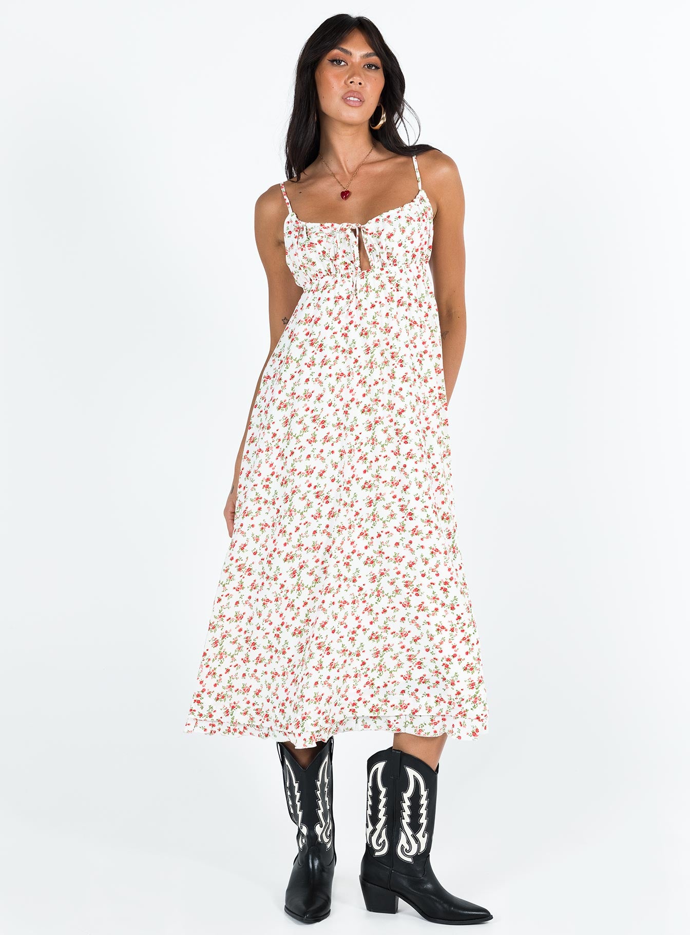 Empress Of Love Maxi Dress White / Red Floral - Image 3