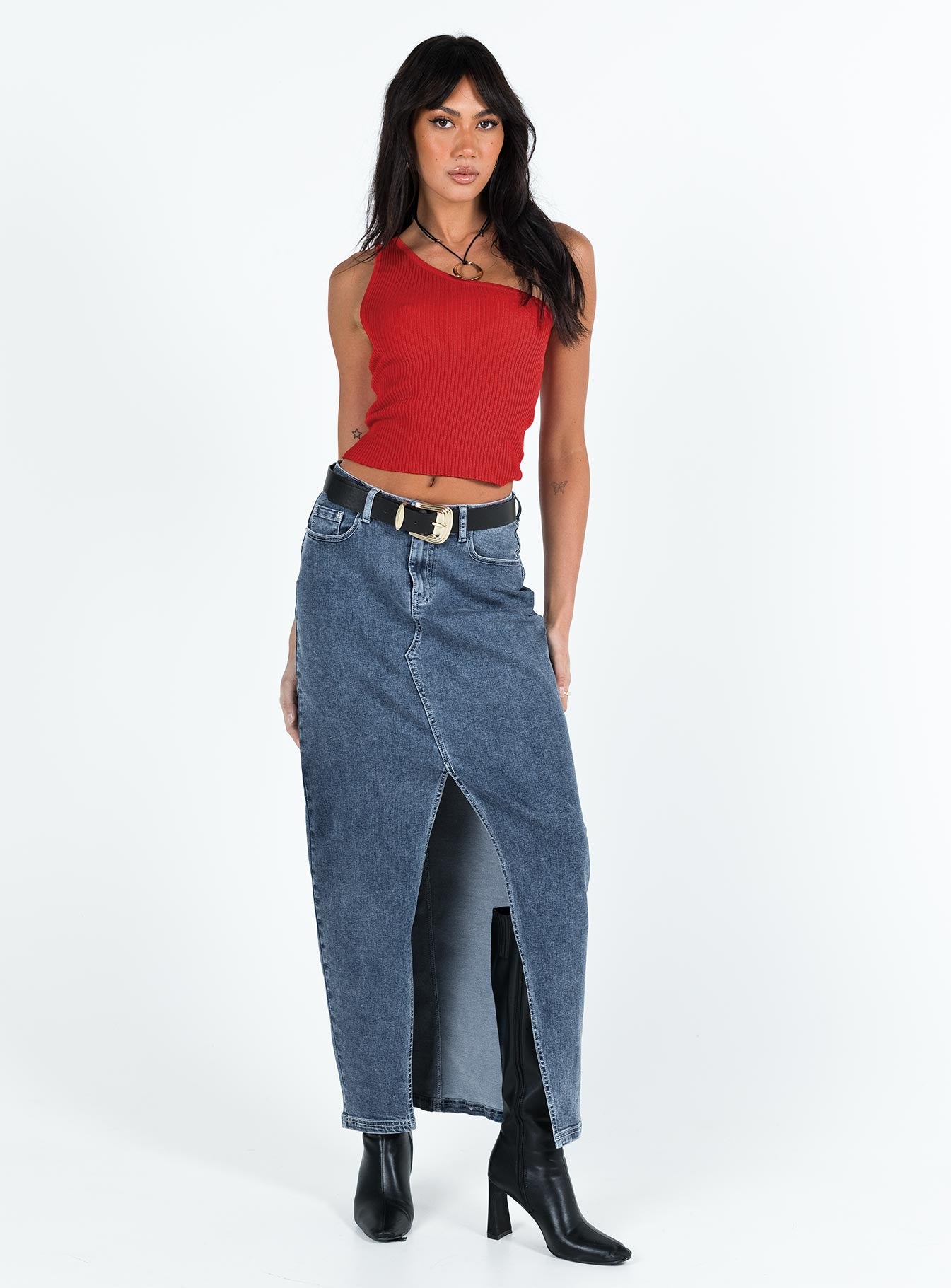 Denham One Shoulder Top Red - Image 3