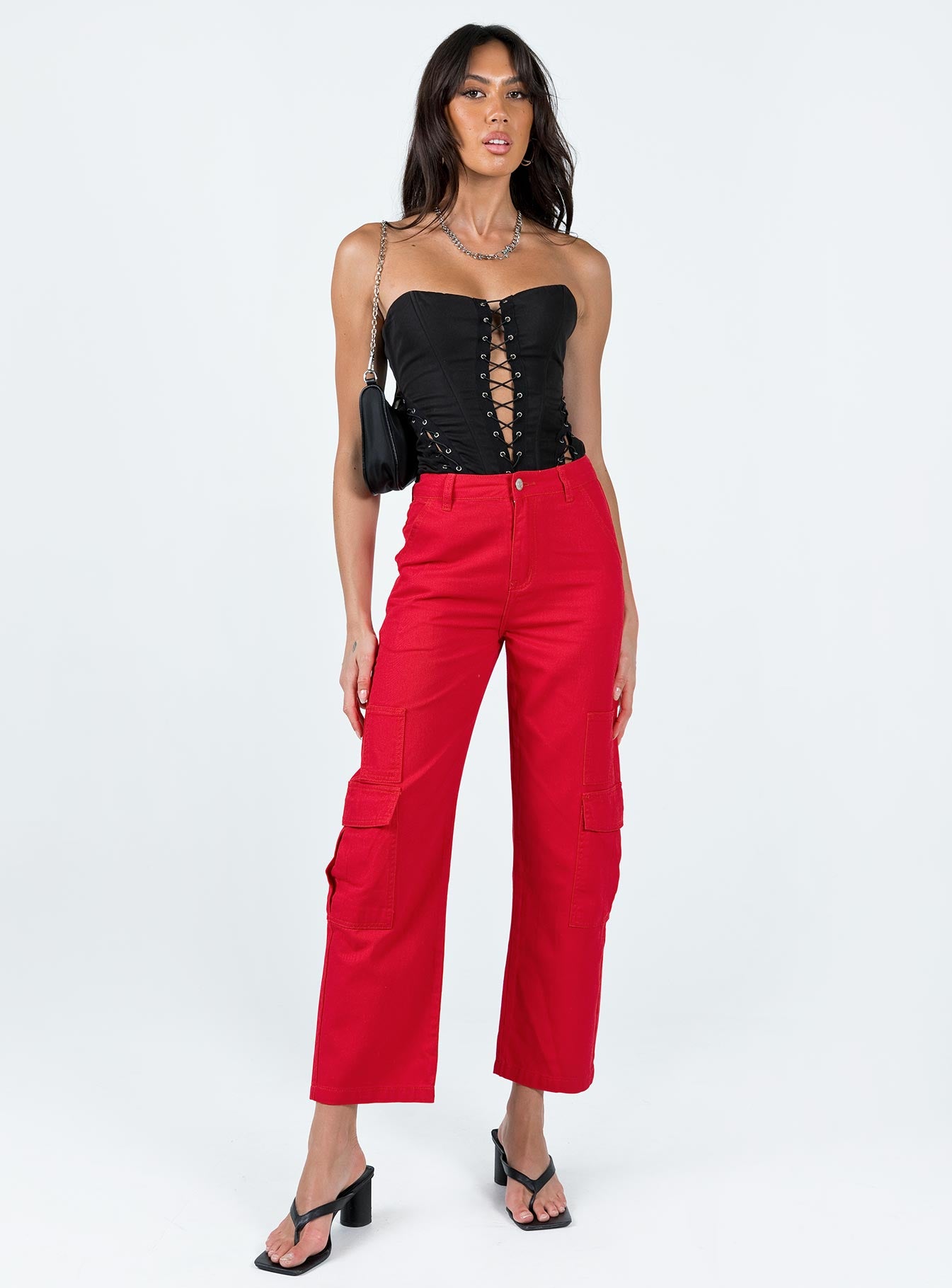 Schafer Wide Legs Jeans Red - Image 2