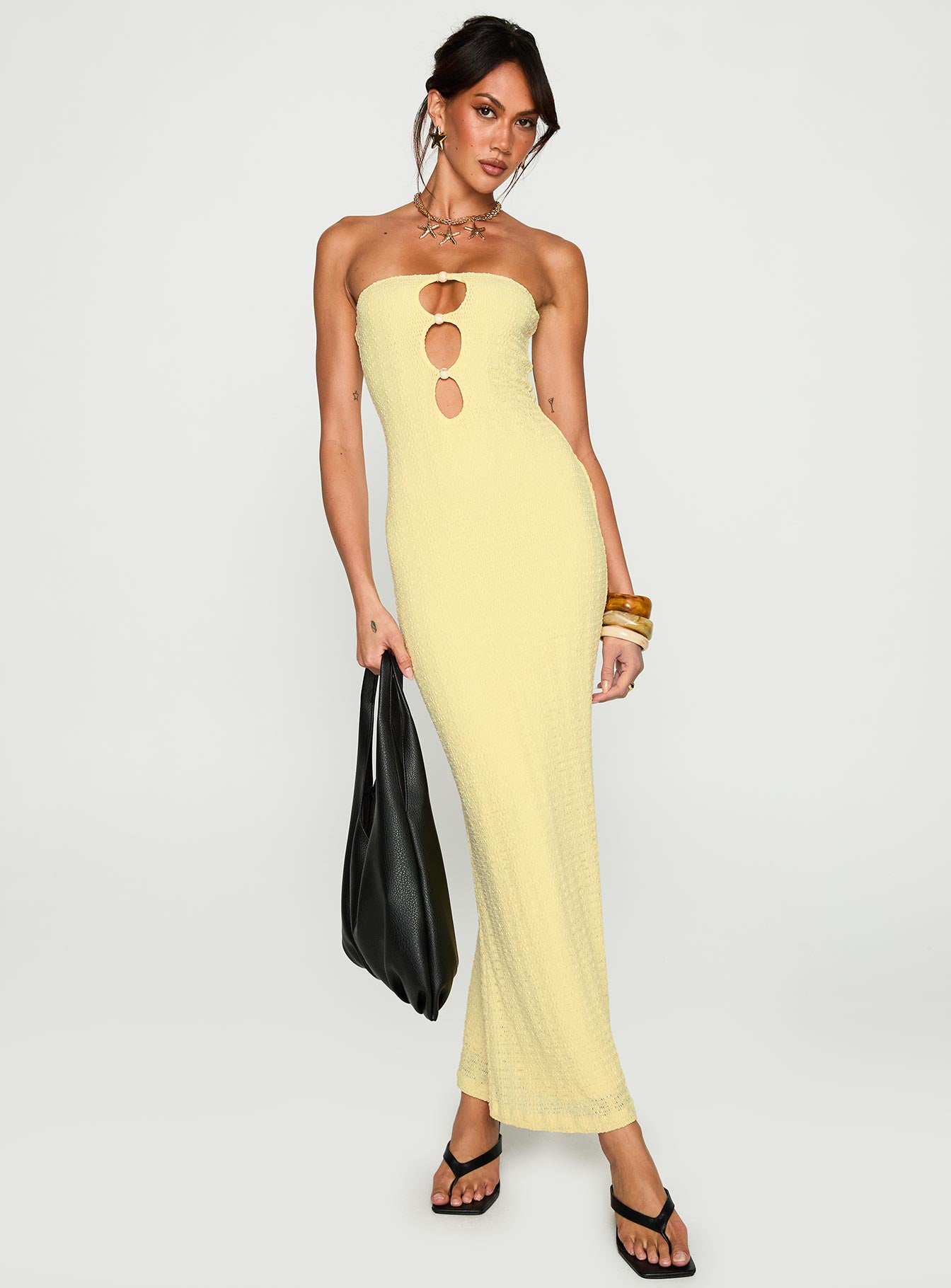 Saijana Strapless Maxi Dress Lemon - Image 2