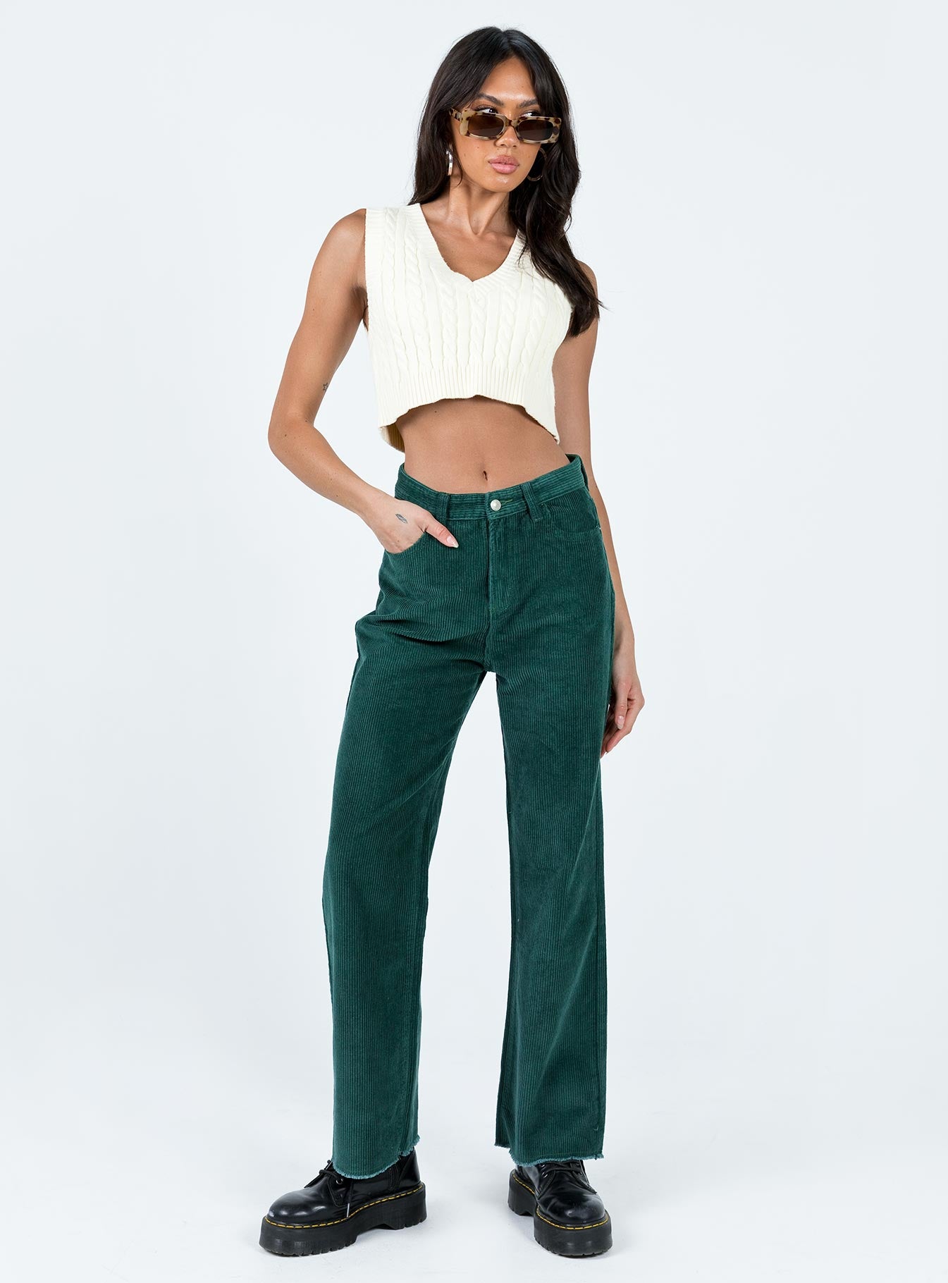 Kalinda Jeans Green Cord - Image 2