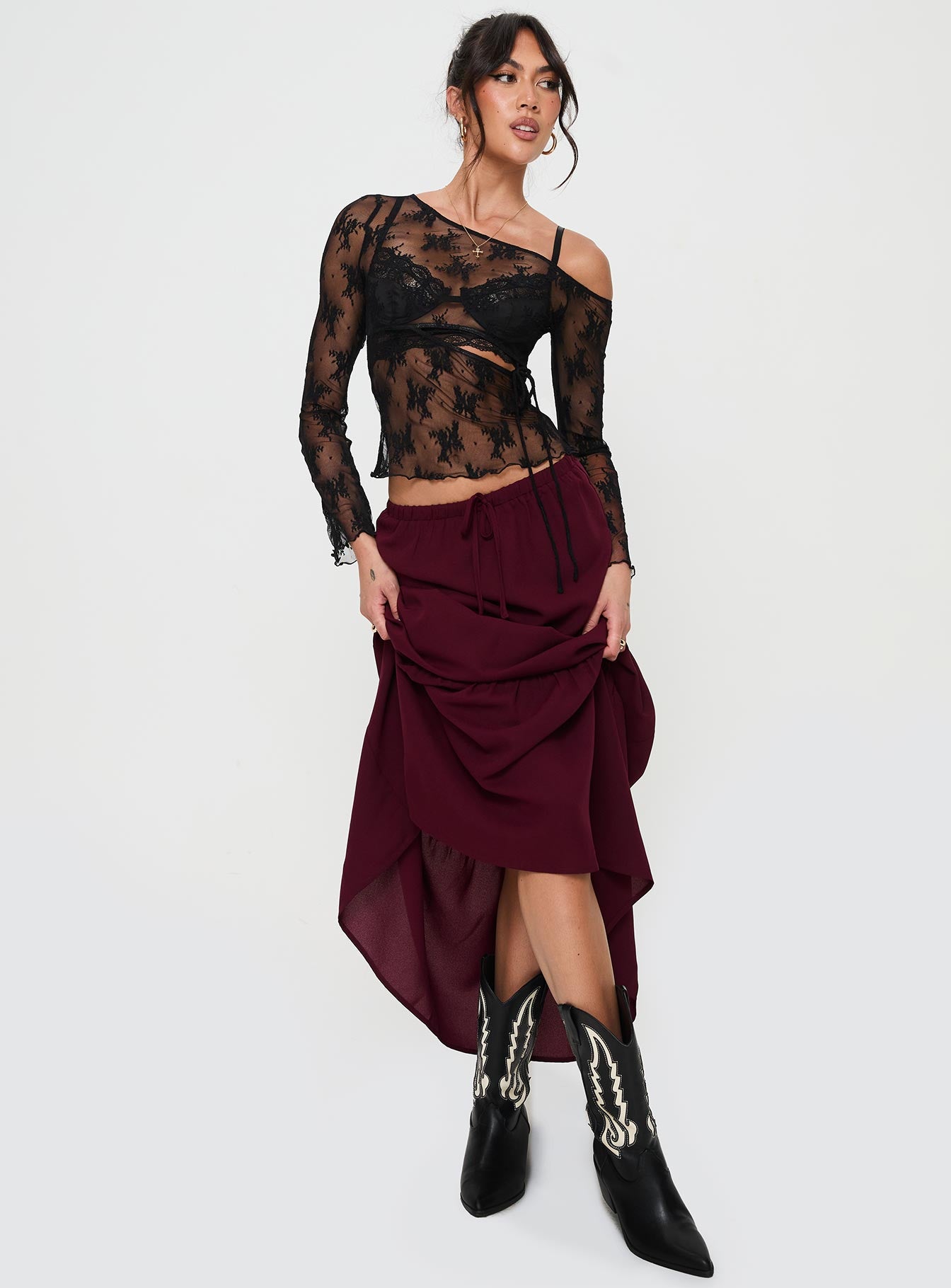 Whole Again Maxi Skirt Burgundy - Image 3