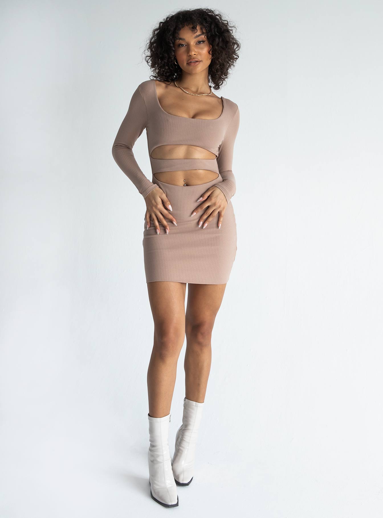 Taurus Mini Dress Beige - Image 2