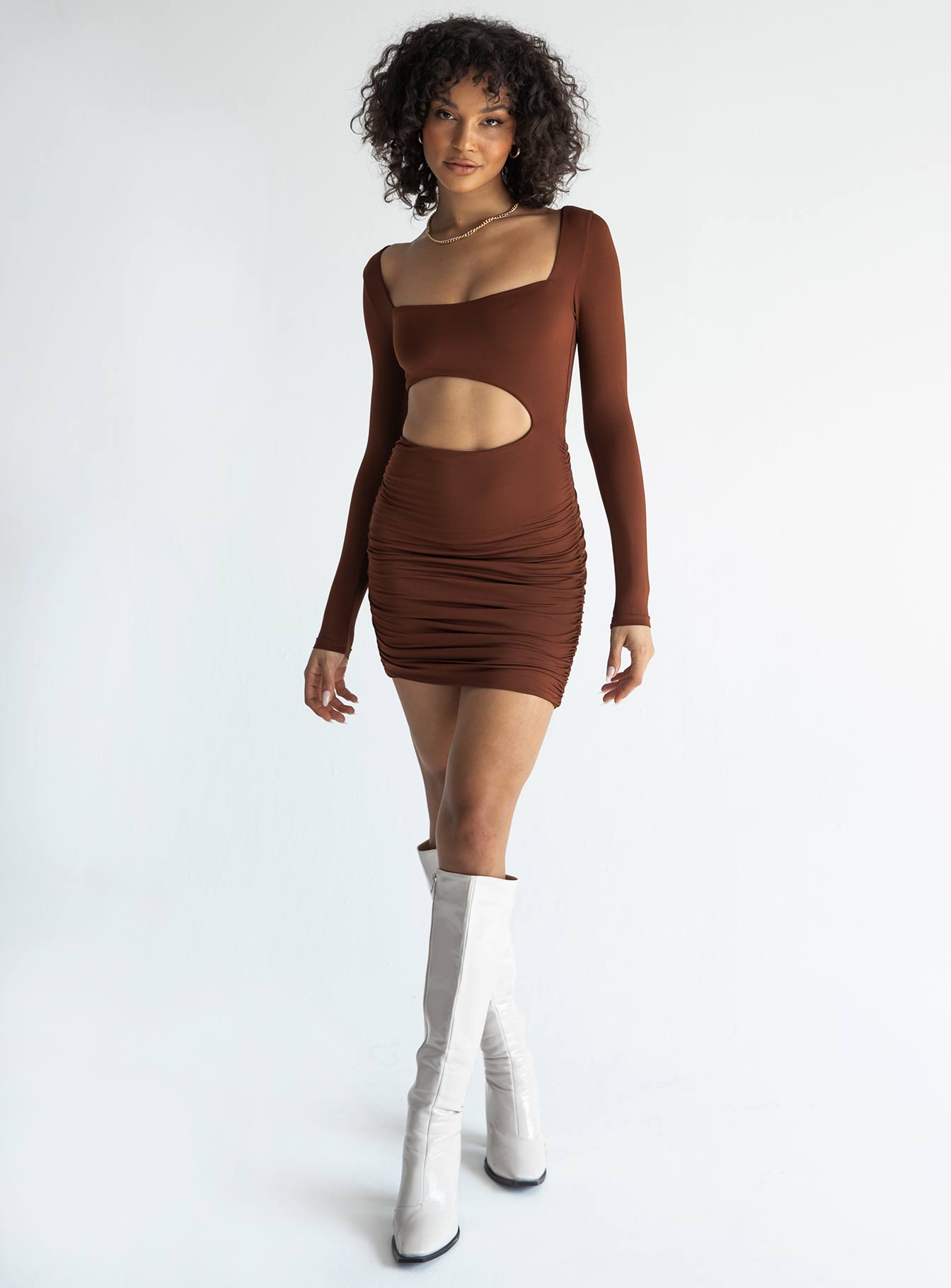 Maddox Mini Dress Brown - Image 2