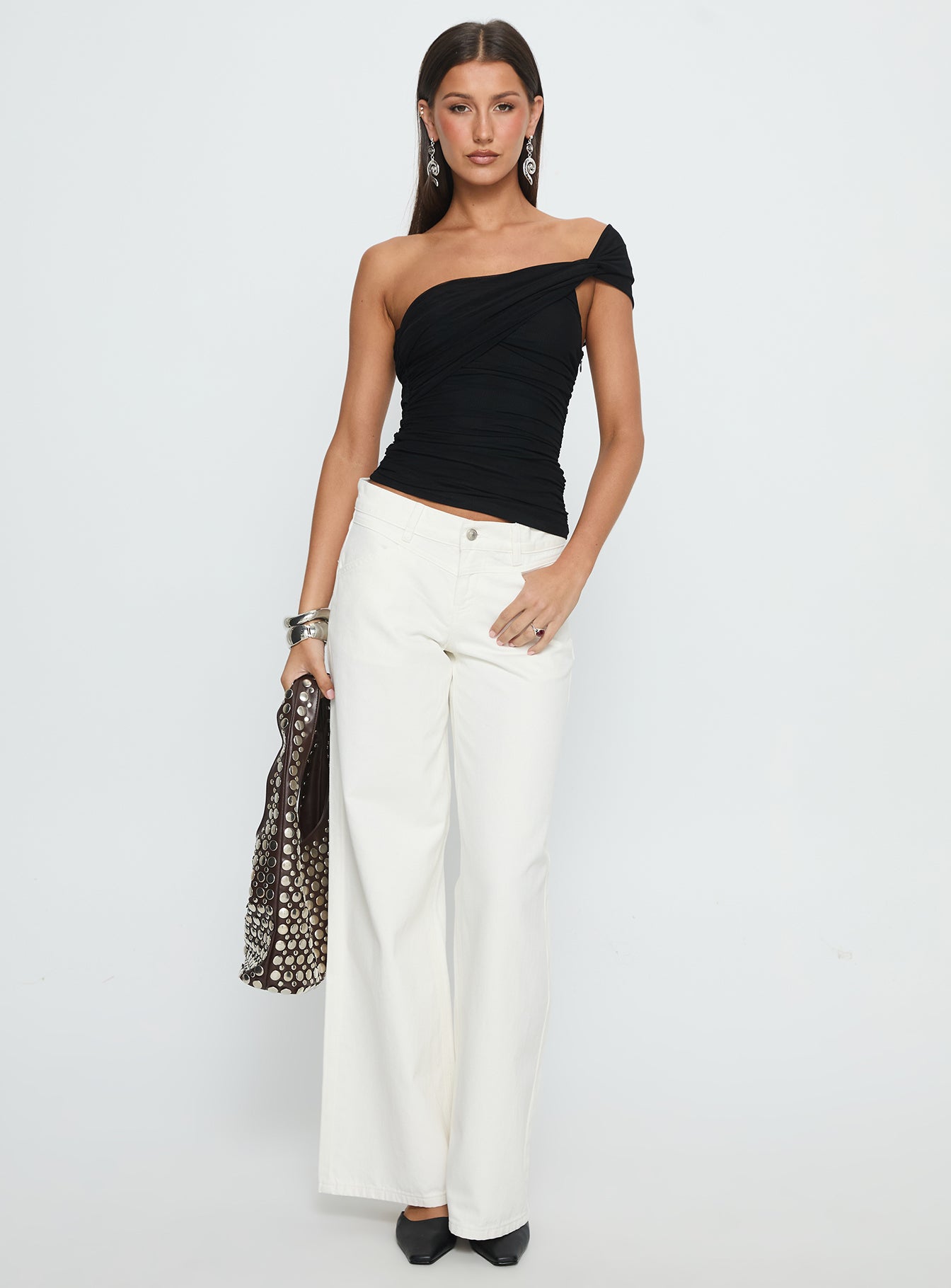 Catiana Low Rise Wide Leg Jeans White - Image 3