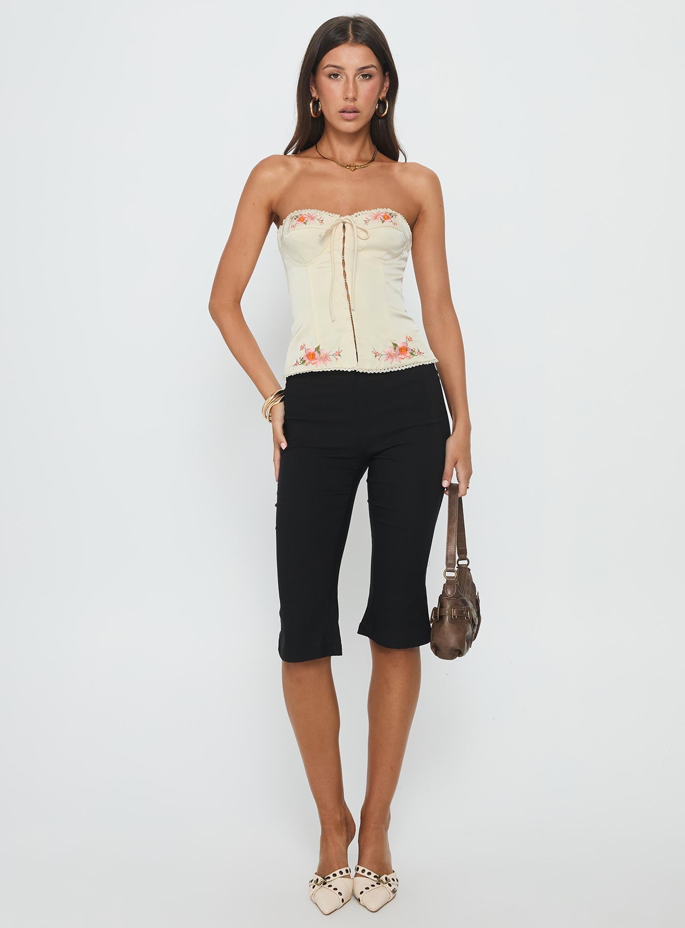 Jazzy Strapless Corset Top Cream Floral - Image 3