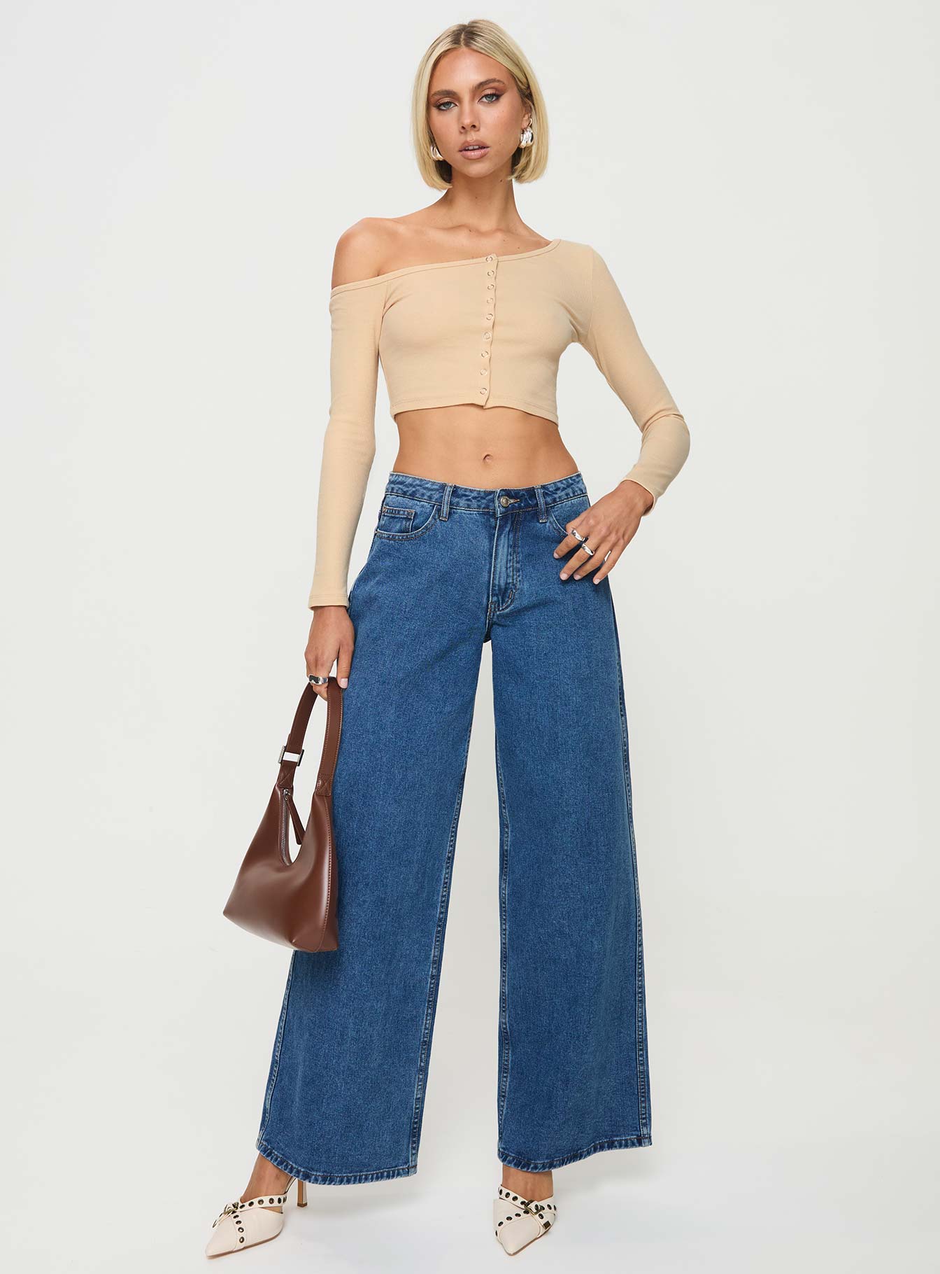 Hisie One Shoulder Top Beige - Image 2