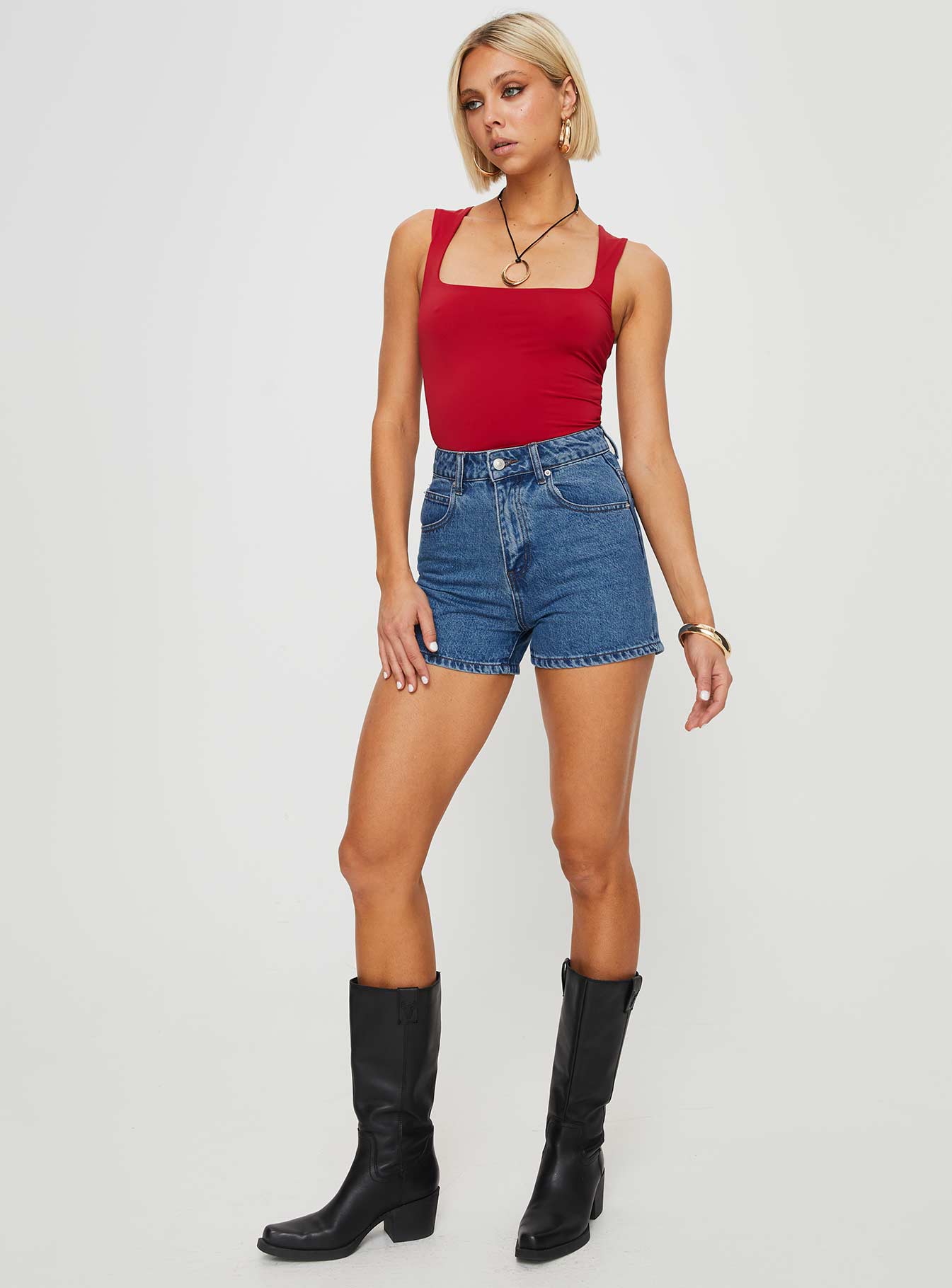 Tropicana Denim Shorts Mid Wash - Image 3