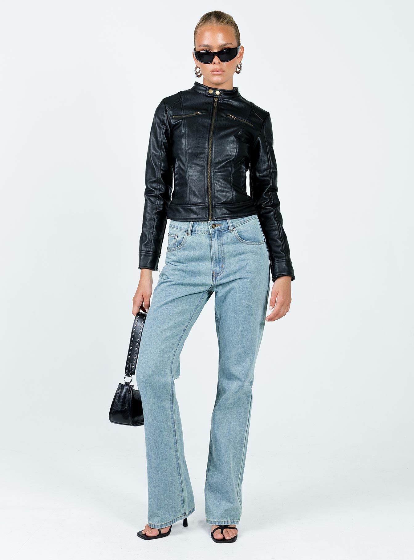 Pottsville Faux Leather Moto Jacket Black - Image 4