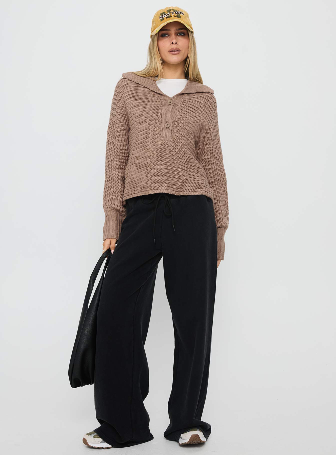 Praiano Button Front Collared Sweater Latte - Image 3