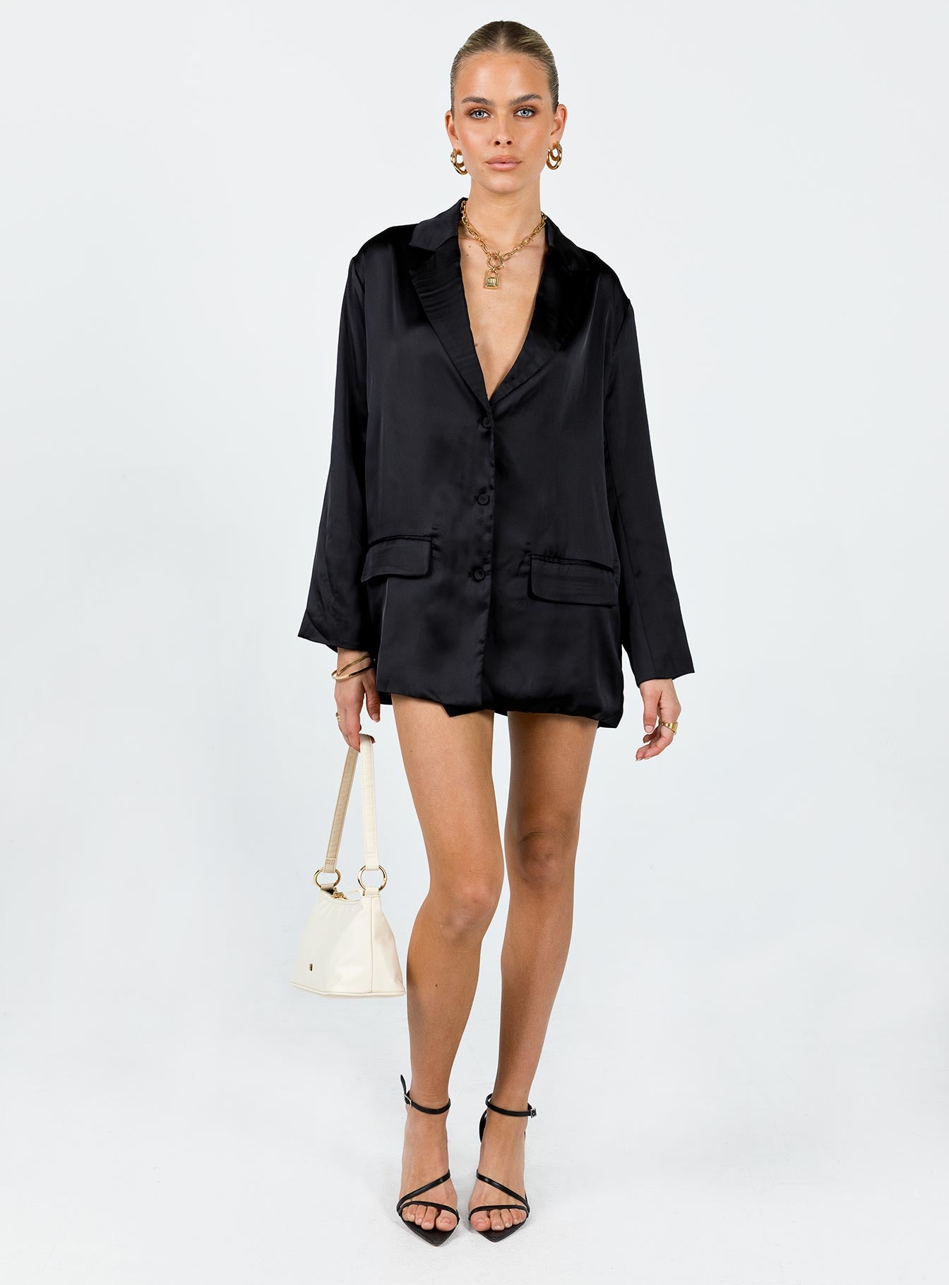 Toddy Satin Blazer Black - Image 3