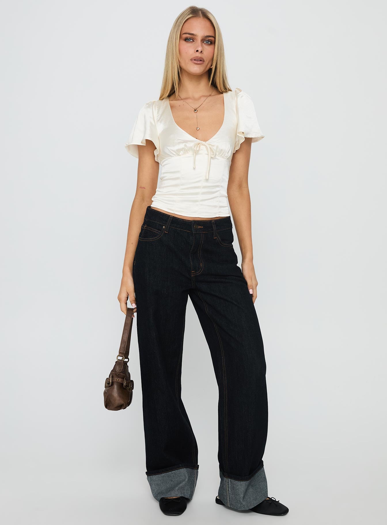 Sun Will Rise Tie Detail Top Cream - Image 3